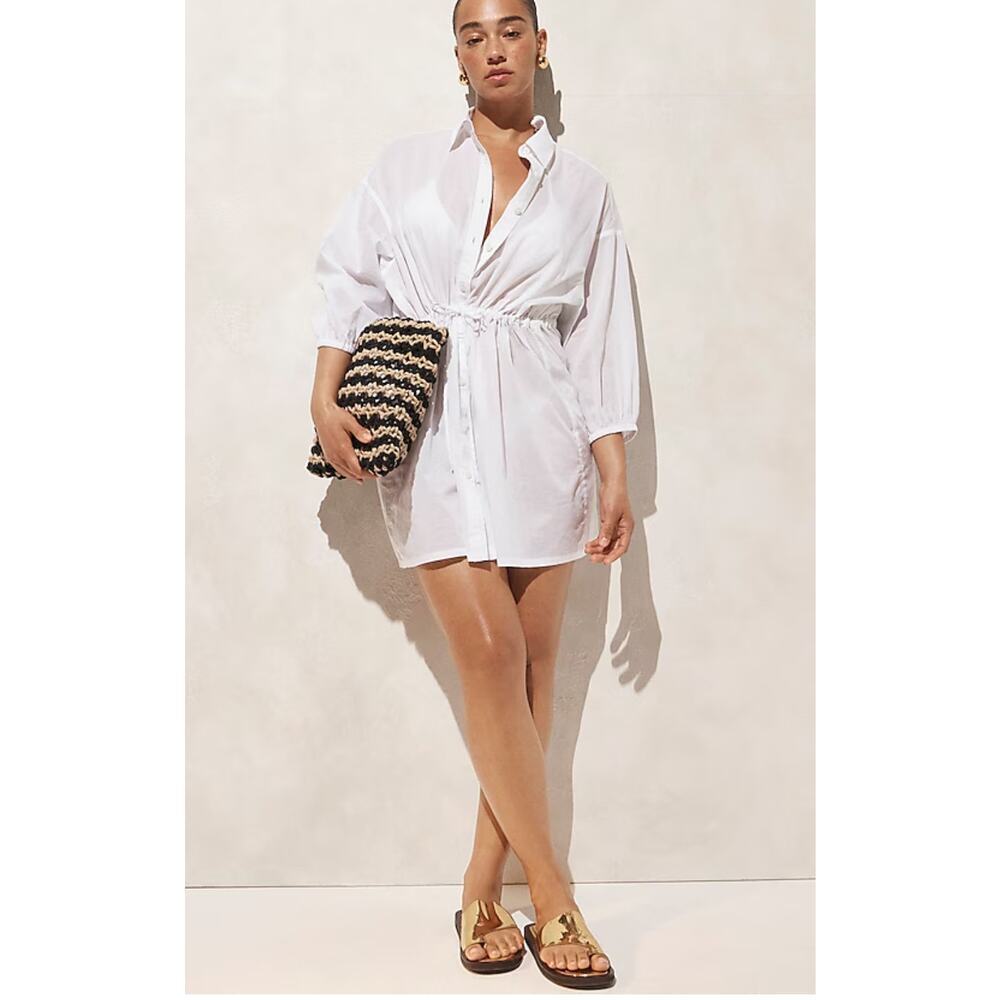 J. Crew Cinched shirtdress in sheer cotton voile Medium